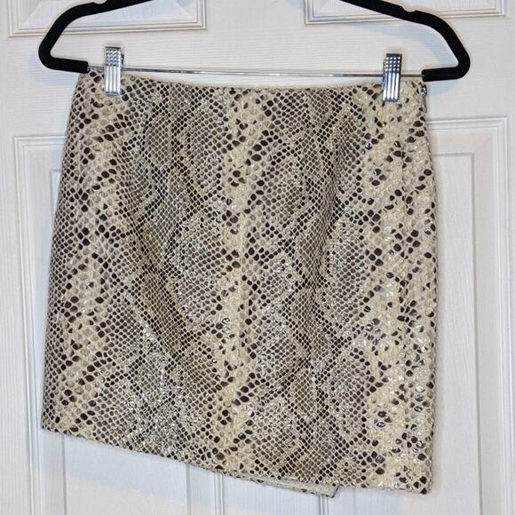 Olivaceous Vanilla Sky Tan & Brown Asymmetrical Snake Print Skirt M - Picture 16 of 16